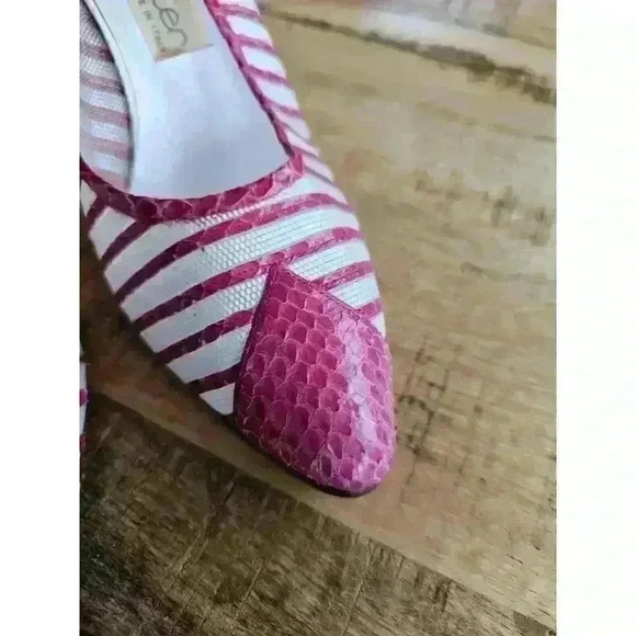 Vintage Cleo Bottier Made In Italy Crocidile Pumps Pink Size 38 1/2 - Picture 15 of 16